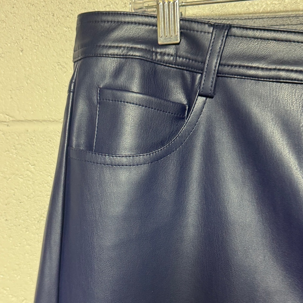 Halogen Navy Straight Leg Faux Leather Pants - Picture 8 of 13
